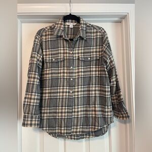 Old Navy Black and Cream Plaid Shirt